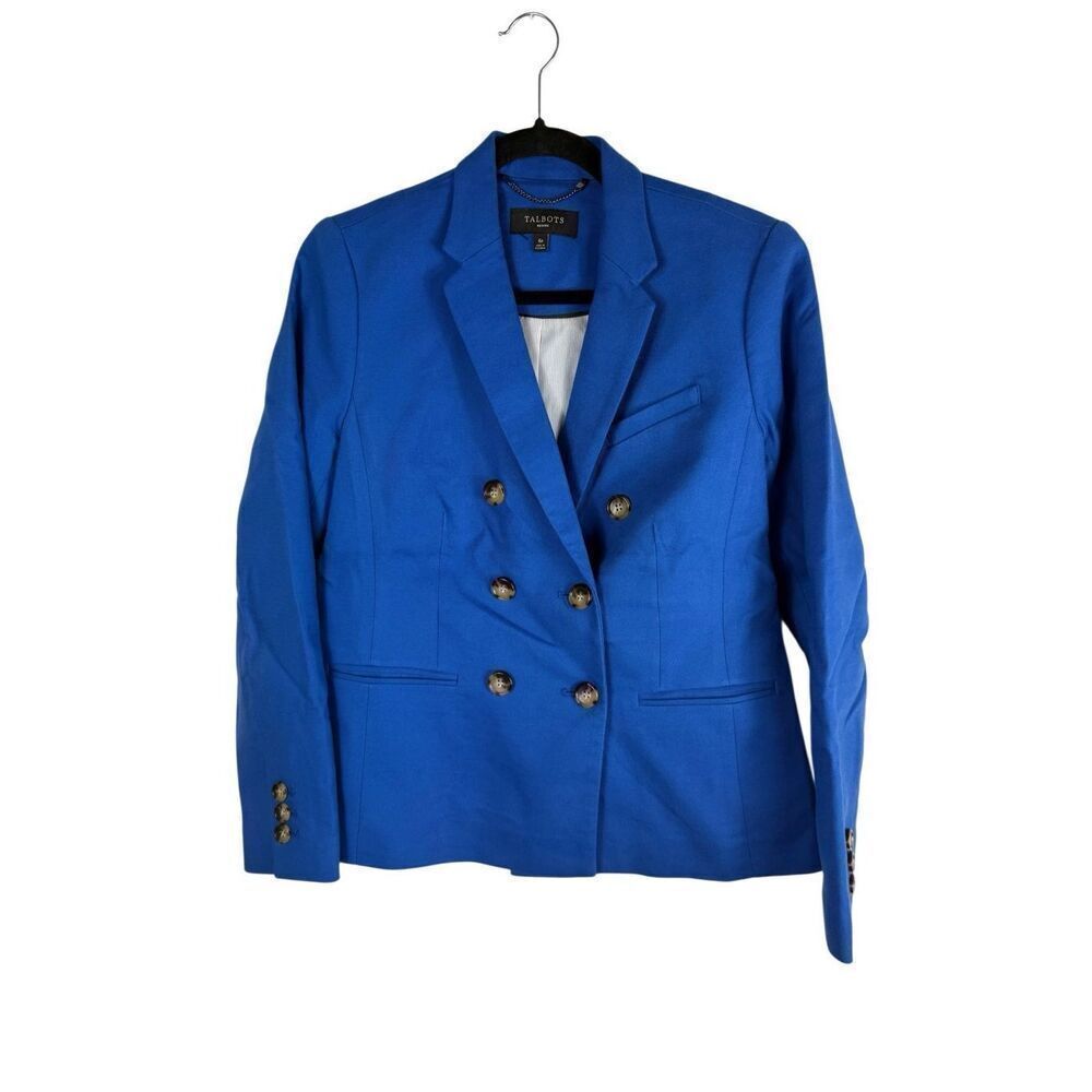 Talbots Bright Blue Linen Jacket- Size 6P - Picture 1 of 7